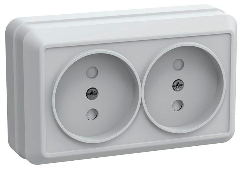 Розетка 2-м ОП Октава РСш22-2-ОБ 10А IP20 без заземл. защ. шторки бел. IEK ERO23-K01-10-DC купить оптом выгодно Розетка 2-м ОП Октава РСш22-2-ОБ 10А IP20 без заземл. защ. шторки бел. IEK ERO23-K01-10-DC оптом купить цена