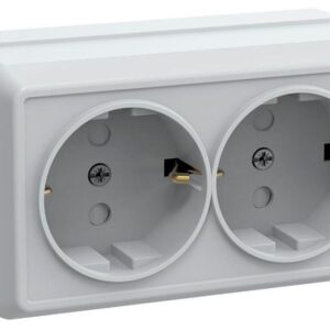 Розетка 2-м ОП Октава РСш22-3-ОБ 16А IP20 с заземл. защ. шторки бел. IEK ERO24-K01-16-DC оптом купить цена