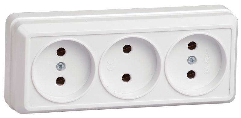 Розетка 3-м ОП Октава 10А IP20 без заземл. бел. IEK ERO30-K01-10-DC купить оптом выгодно Розетка 3-м ОП Октава 10А IP20 без заземл. бел. IEK ERO30-K01-10-DC оптом купить цена