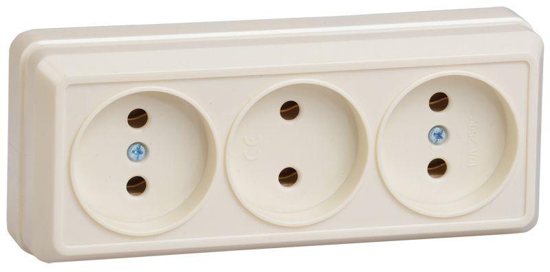 Розетка 3-м ОП Октава 10А IP20 без заземл. крем. IEK ERO30-K33-10-DC купить оптом выгодно Розетка 3-м ОП Октава 10А IP20 без заземл. крем. IEK ERO30-K33-10-DC оптом купить цена