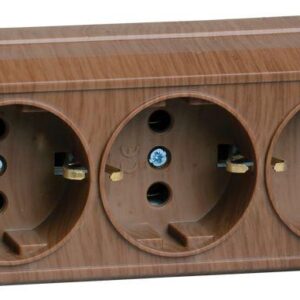 Розетка 3-м ОП Октава РС23-3-ОД 16А IP20 с заземл. дуб IEK ERO31-K04-16-DC оптом купить цена