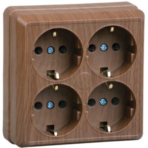 Розетка 4-м ОП Октава РС24-3-ОД 16А IP20 с заземл. дуб IEK ERO41-K04-16-DC оптом купить цена