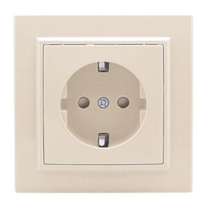 Розетка 1-м СП Минск 16А IP20 с заземл. защ. шторки беж. EKF ERR16-028-200 оптом купить цена