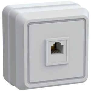Розетка телефонная 1-м ОП Октава РТ20-ОБ IP20 бел. IEK ETO10-K01-DC оптом купить цена