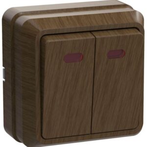 Выключатель 2-кл. ОП Октава 10А IP20 ВС20-2-1-ОД с индикацией дуб IEK EVO21-K04-10-DC оптом купить цена