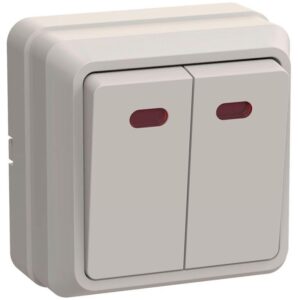 Выключатель 2-кл. ОП Октава 10А IP20 ВС20-2-1-ОКм с индикацией крем. IEK EVO21-K33-10-DC оптом купить цена
