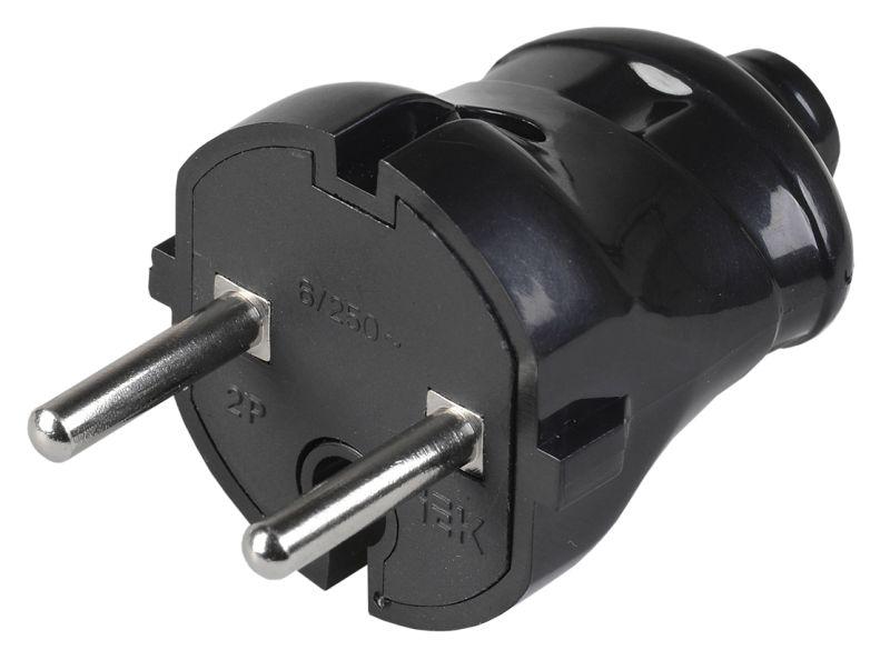 Вилка прямая ВПп20-02-Ст разборная без заземл. контакта 6А черн. IEK EVP20-06-01-K02 купить оптом выгодно Вилка прямая ВПп20-02-Ст разборная без заземл. контакта 6А черн. IEK EVP20-06-01-K02 оптом купить цена