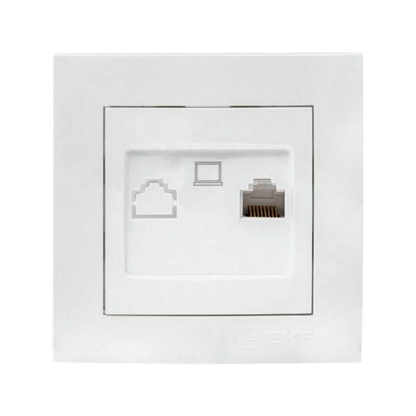 Розетка компьютерная 1-м СП Валенсия RJ45 бел. PROxima EKF EWK01-035-10 оптом купить цена
