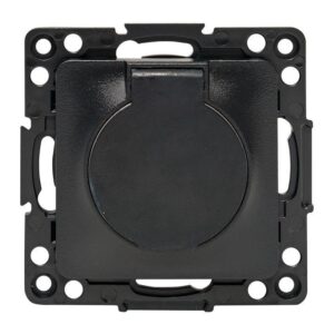 Розетка 1-м СП Стокгольм 16А IP44 с заземл.защ. шторки с крышкой механизм черн. PROxima EKF EZR16-028-10-44 оптом купить цена