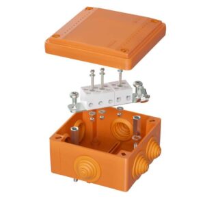 Коробка ответвительная FS 100х100х50мм 5р 450В 20А 10кв.мм с каб. вводами и клеммн. IP55 пластик. DKC FSB11510 оптом купить цена