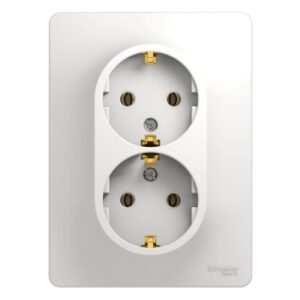 Розетка 2-м СП Glossa 16А IP20 с заземл. в сборе бел. SE GSL000124 оптом купить цена