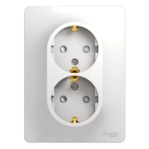 Розетка 2-м СП Glossa 16А IP20 с заземл. защ. шторки в сборе бел. SE GSL000126 оптом купить цена