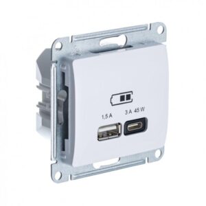 Розетка USB Glossa тип A+C 45Вт QC PD высокоскор. ЗУ механизм бел. SE GSL000129 оптом купить цена