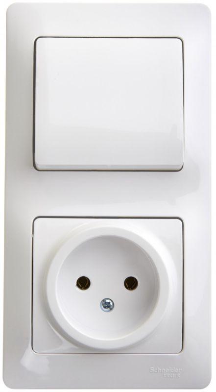 Блок комбинированный Glossa (розетка + 1-кл. выкл.) бел. SE GSL000160 купить оптом выгодно Блок комбинированный Glossa (розетка + 1-кл. выкл.) бел. SE GSL000160 оптом купить цена
