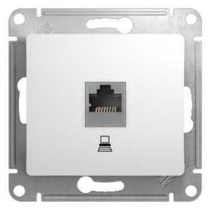 Розетка компьютерная 1-м СП Glossa RJ45 кат.5E механизм бел. SE GSL000181K оптом купить цена