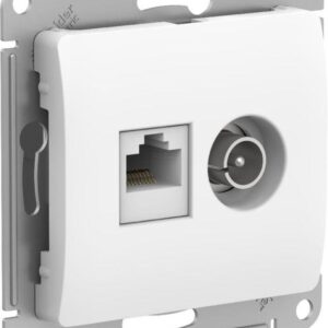 Розетка компьютерная + телевизионная 2-м Glossa RJ45 кат.5E + TV механизм бел. SE GSL000189 оптом купить цена