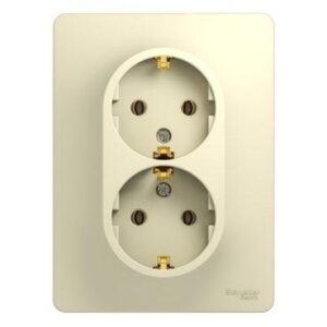 Розетка 2-м СП Glossa 16А IP20 с заземл. в сборе беж. SE GSL000224 оптом купить цена