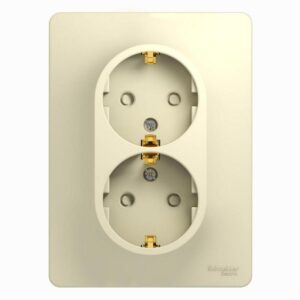 Розетка 2-м СП Glossa 16А IP20 с заземл. защ. шторки в сборе беж. SE GSL000226 оптом купить цена