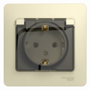 Розетка 1-м СП Glossa 16А IP20 с заземл. защ. шторки с крышкой в сборе беж. SE GSL000246 оптом купить цена