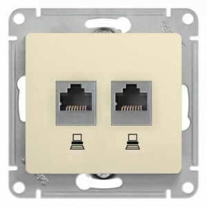 Розетка компьютерная 2-м Glossa RJ45 кат.5E механизм беж. SE GSL000285KK оптом купить цена
