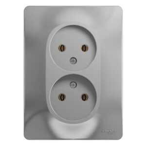 Розетка 2-м СП Glossa 16А IP20 без заземл. в сборе алюм. SE GSL000320 оптом купить цена