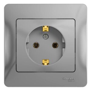 Розетка 1-м СП Glossa 16А IP20 с заземл. в сборе алюм. SE GSL000342 оптом купить цена