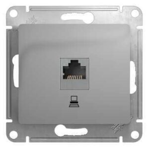 Розетка компьютерная 1-м СП Glossa RJ45 кат.5E механизм алюм. SE GSL000381K оптом купить цена