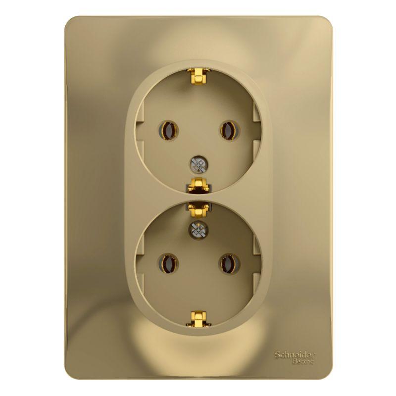 Розетка 2-м СП Glossa 16А IP20 с заземл. в сборе титан SE GSL000424 купить оптом выгодно Розетка 2-м СП Glossa 16А IP20 с заземл. в сборе титан SE GSL000424 оптом купить цена