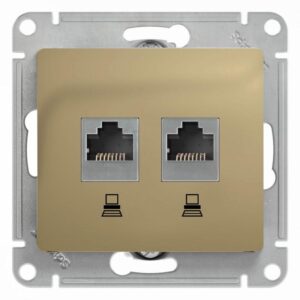 Розетка компьютерная 2-м Glossa RJ45 кат.5E механизм титан SE GSL000485KK оптом купить цена