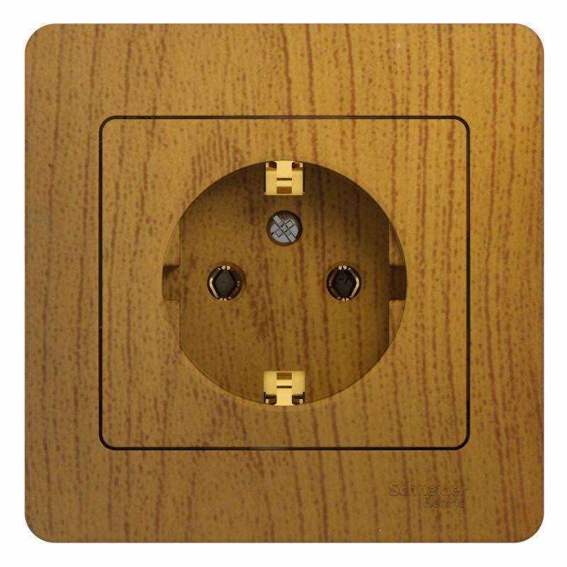 Розетка 1-м СП Glossa 16А IP20 с заземл. в сборе дерево дуб SE GSL000542 купить оптом выгодно Розетка 1-м СП Glossa 16А IP20 с заземл. в сборе дерево дуб SE GSL000542 оптом купить цена