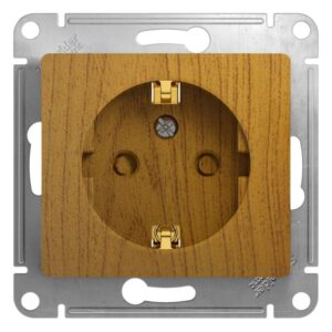 Розетка 1-м СП Glossa 16А IP20 с заземл. защ. шторки механизм дерево дуб SE GSL000545 оптом купить цена