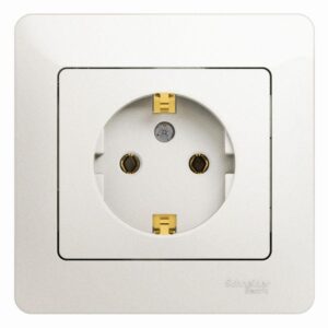 Розетка 1-м СП Glossa 16А IP20 с заземл. в сборе перламутр. SE GSL000642 оптом купить цена