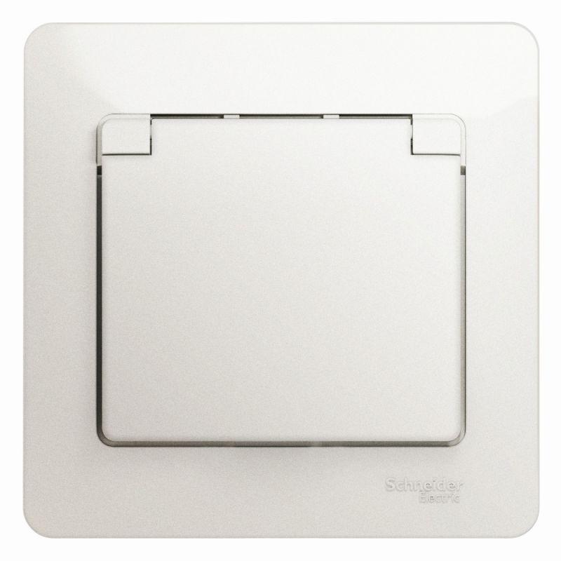 Розетка 1-м СП Glossa 16А IP20 с заземл. защ. шторки с крышкой в сборе перламутр. SE GSL000646 купить оптом выгодно Розетка 1-м СП Glossa 16А IP20 с заземл. защ. шторки с крышкой в сборе перламутр. SE GSL000646 оптом купить цена