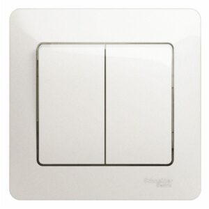 Выключатель 2-кл. СП Glossa 10А IP20 (сх. 5) 10AX в сборе перламутр. SE GSL000652 оптом купить цена