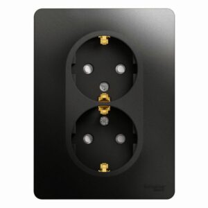 Розетка 2-м Glossa 16А с заземл. защ. шторки в сборе антрацит SE GSL000726 оптом купить цена