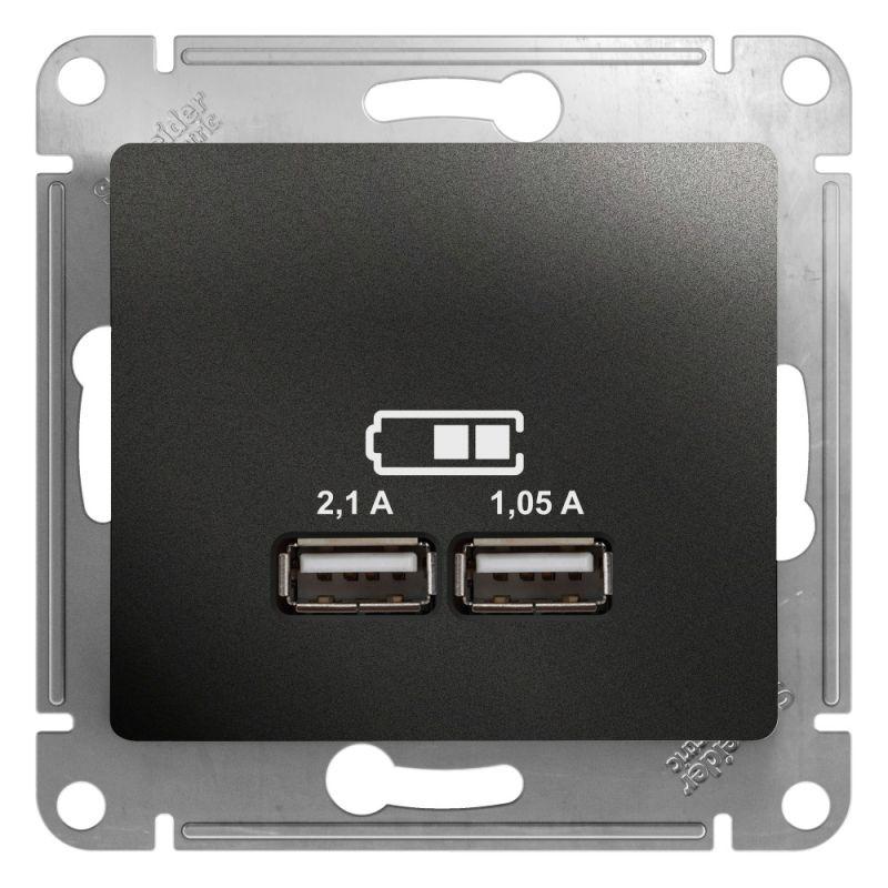 Розетка USB 2-м СП Glossa тип A+A 5В/2100мА 2х5В/1050мА механизм антрацит SE GSL000733 купить оптом выгодно Розетка USB 2-м СП Glossa тип A+A 5В/2100мА 2х5В/1050мА механизм антрацит SE GSL000733 оптом купить цена