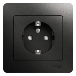 Розетка 1-м СП 1мод. Glossa 16А IP20 с заземл. защ. шторки в сборе антрацит SE GSL000744 оптом купить цена