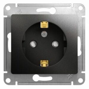 Розетка 1-м СП 1мод. Glossa 16А IP20 с заземл. защ. шторки механизм антрацит SE GSL000745 оптом купить цена