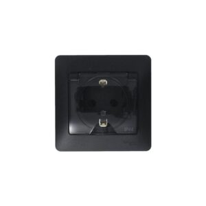 Розетка 1-м СП 1мод. Glossa 16А IP44 с заземл. защ. шторки с крышкой в сборе антрацит SE GSL000748 оптом купить цена