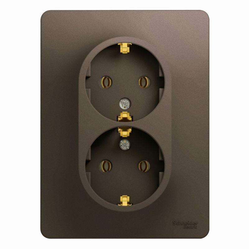 Розетка 2-м Glossa 16А с заземл. в сборе шоколад SE GSL000824 купить оптом выгодно Розетка 2-м Glossa 16А с заземл. в сборе шоколад SE GSL000824 оптом купить цена