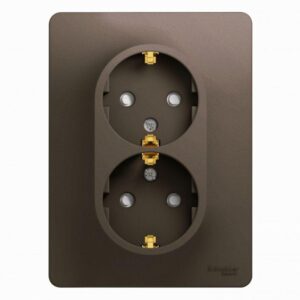 Розетка 2-м Glossa 16А с заземл. защ. шторки в сборе шоколад SE GSL000826 оптом купить цена