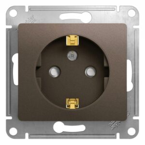 Розетка 1-м СП 1мод. Glossa 16А IP20 с заземл. защ. шторки механизм шоколад SE GSL000845 оптом купить цена