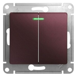 Выключатель 2-кл. СП Glossa 10А IP20 (сх. 5а) 10AX с подсветкой механизм баклажан. SE GSL001153 оптом купить цена