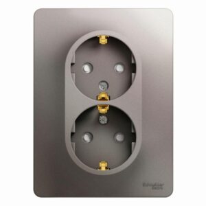 Розетка 2-м СП Glossa 16А IP20 250В с заземл. защ. шторки в сборе платина SE GSL001226 оптом купить цена