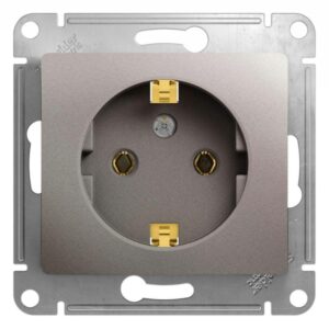 Розетка 1-м СП Glossa 16А IP20 250В с заземл. механизм платина SE GSL001243 оптом купить цена