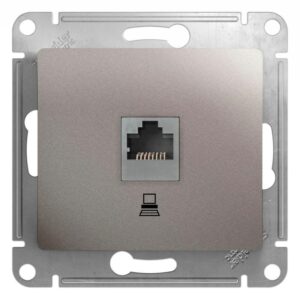 Розетка компьютерная 1-м Glossa RJ45 кат.5E механизм платина SE GSL001281K оптом купить цена