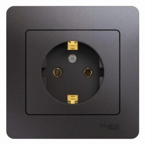 Розетка 1-м СП Glossa 16А IP20 250В с заземл. в сборе графит SE GSL001342 оптом купить цена