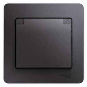 Розетка 1-м СП Glossa 16А IP20 250В с заземл. защ. шторки с крышкой в сборе графит SE GSL001346 оптом купить цена