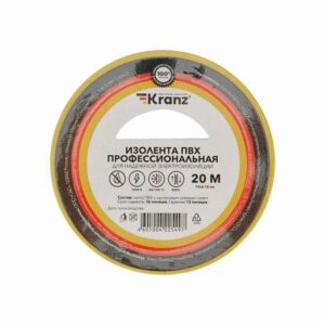 Изолента ПВХ профессиональная 0.18х19мм 20м желт. Kranz KR-09-2802 оптом купить цена