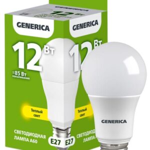 Лампа светодиодная A60 12Вт грушевидная 3000К E27 230В GENERICA LL-A60-12-230-30-E27-G оптом купить цена